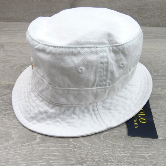 Polo Ralph Lauren Embroidered Bear Bucket Hat Adult Size S/M White NEW - Picture 4 of 11